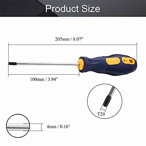 Utoolmart Torx Screwdriver, T20 Security Magnetic Star Screw Driver with 100mm CR-V Shaft and Black Yellow Handle, 1 Pcs