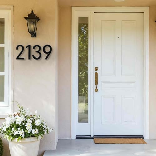 HouSi 6 Inch Black Floating House Number - Modern Metal Address Sign, Model 1