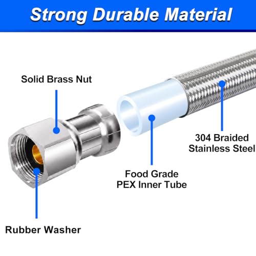 SPUREST 6 ft Dishwasher Water Supply Line with 3/8" Female Connectors, Food-Grade PEX Inner