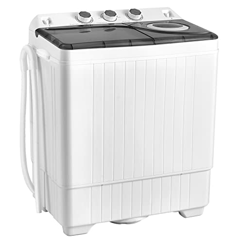 COSTWAY Portable Twin Tub Washing Machine Grey+White 26lb Capacity Compact Laundry