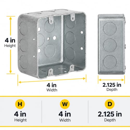 RACO 680 2-Device 4-Inch Square Switch Box, 2-1/8-Inch Deep, Surface Mount