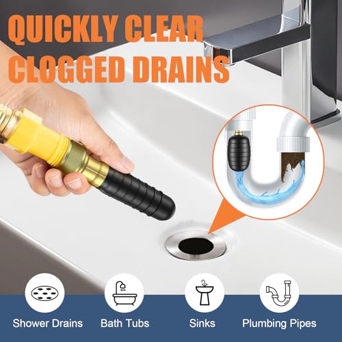 Fosenlion 3-Piece Drain Bladder Kit for Clogged Pipes and Drains