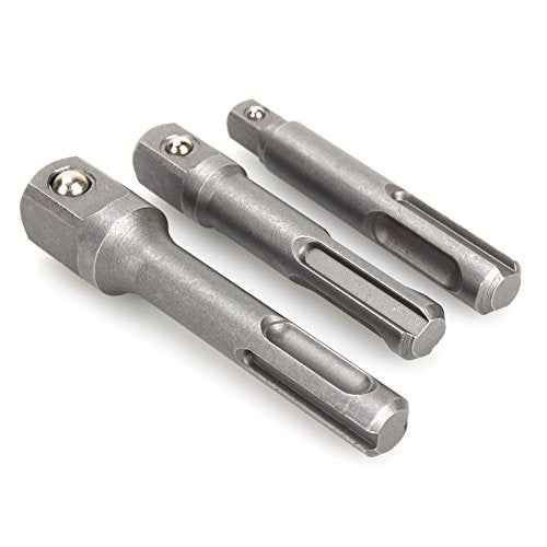3 Pcs 1/4" 3/8" 1/2" Socket Driver Adapter Drill Bit Adapter Extra Long Adapter Impact Drill Bits for SDS Plus Hammer Drill