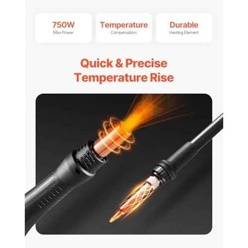 VEVOR 2-in-1 Hot Air Rework Station & Soldering Station, 750W Digital Rework and Soldering Iron Station with Adjustable Temps & Airflow, ¡É/¢µ Conversion, 3 Hot Air Nozzles for Electronics Repairing