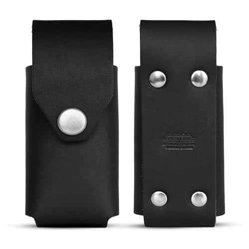 Riveted Leather Multitool Sheath for Leatherman Surge, Super Tool 300, CORE (Black) - Full Grain Leather Belt Tool Holder - Multi Tool Holster w/Solid Brass Rivets