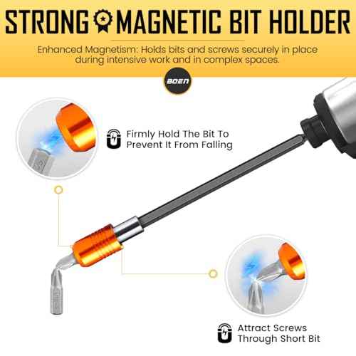 boen 2PCS Magnetic Drill Bit Holder, 6" Quick Change Drill Extension, 1/4" Hex Shank, for Impact Driver Screwdriver Bits Use