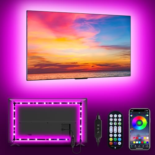 MATICOD 9.84ft RGB LED TV Backlight Strip with Remote, App Control, Music Sync - Multicolor
