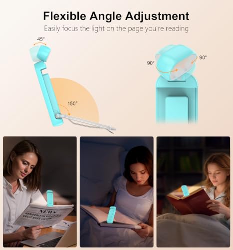 Gritin Rechargeable Blue Reading Light for Bed, Adjustable Brightness & Color