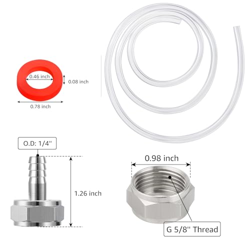 WELLBOM 5FT Kegerator Beer Line 3/16" ID with 1/4" Barb Fitting (ID 3/16")