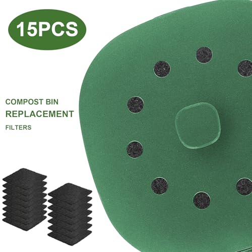 Pocurhi 15 Pack Activated Charcoal Trash & Compost Bin Odor Filter Refills 3.9 x 3.9 in