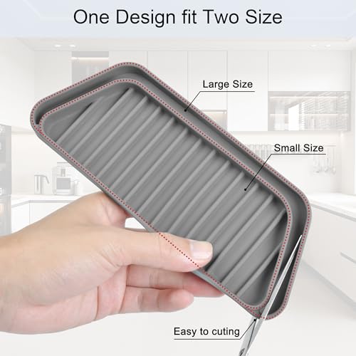 KindGa 2 Pack Refrigerator Drip Tray - Rectangular Grey, 8.2 x 3.1 / 7.4 x 2.8 in