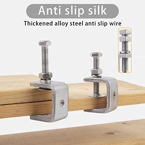 2 Pack 304 Stainless Steel Small C Clamps 1 Inch Mini C-Clamps Heavy Duty With Wide Jaw Opening for Woodworking and Welding Mounting (30mm)