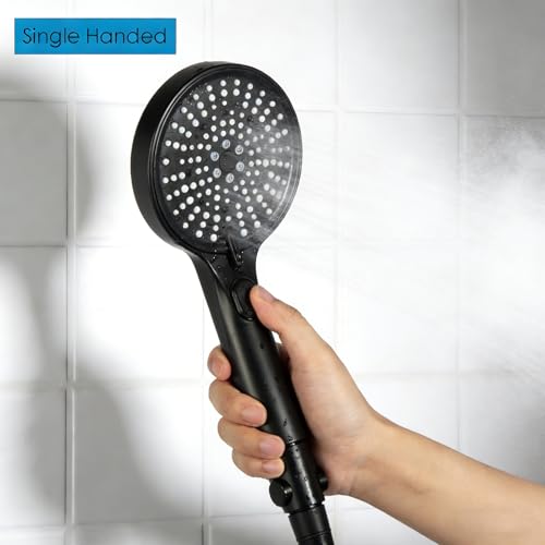 RIVOODS Matte Black 2 Pack Shower On/Off Valve with Enlarged Button & Flow Regulator