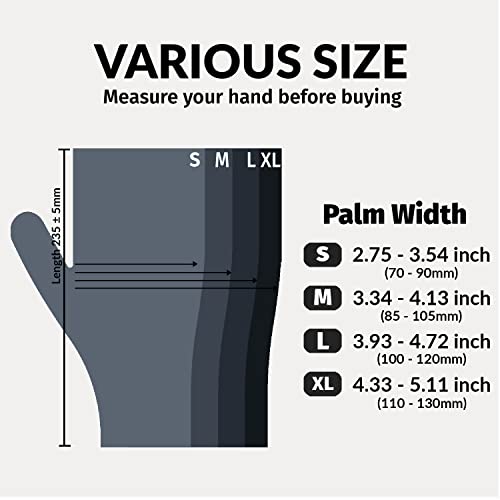 Klex Nitrile Exam Gloves - Medical Grade, Powder & Latex Free, Food Safe, Black, 100, 1000 Count, S, M, L, XL