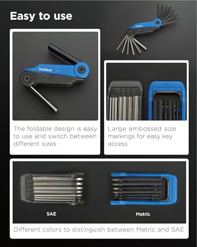 Kraftek 14PCS Folding Metric & SAE Hex Key Set - Compact CRV Steel Allen Wrenches for Bike & Home Repairs