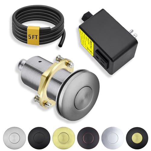 BESTILL All Metal Long Air Switch Kit for Garbage Disposals, Brushed Nickel 3.6"