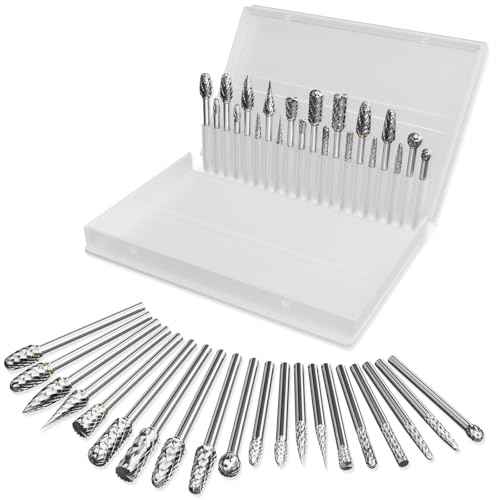 20-Piece Carbide Burr Bits Set - 1/8'' Shank for Dremel, Milwaukee | Metal, Wood, Stone Grinding & Carving | Rotary Tool Accessories