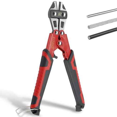 Rizom 8-inch Mini Bolt Cutter, Spring Loaded Wire Cutters Heavy Duty, CR-V Steel Blade for Wire, Cables, Chains, Small Screws