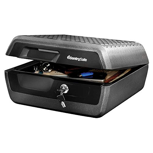 SentrySafe Key Lock Fireproof Waterproof Document Safe 16.5x14.8x7.6 in Black