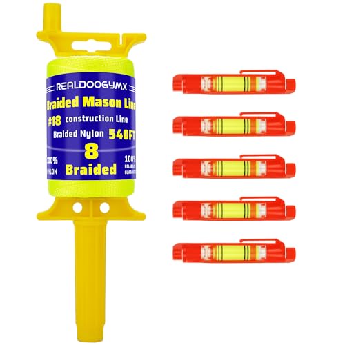 #18 Mason Line String, 540 Feet Braided Nylon Twine with 5 Built-in Levels, High-Visibility String Line for Construction, Gardening, DIY, and Outdoor Projects (Fluorescent Yellow)