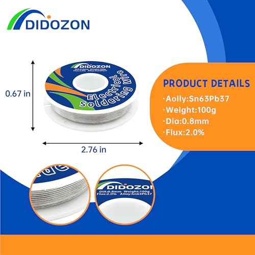 63/37 Solder Wire For Electrical Soldering, Tin Lead Rosin Core Solder(Dia 0.8mm, 3.5Ounces)