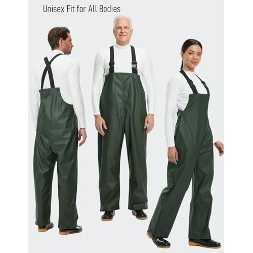 Town & Field Waterproof Overall Rain Pants, Heavy-Duty Rubber Bib, Unisex Fit Workwear for Industrial, Fishing, Farming