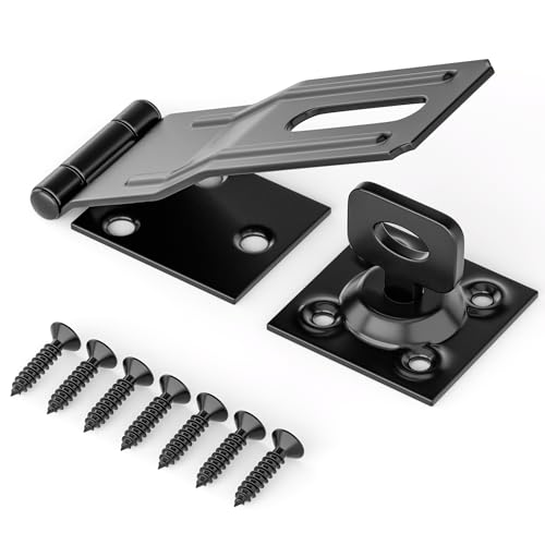 HAPPYGATE Black Swivel Staple Safety Hasp Lock with Twist Knob - 1pc