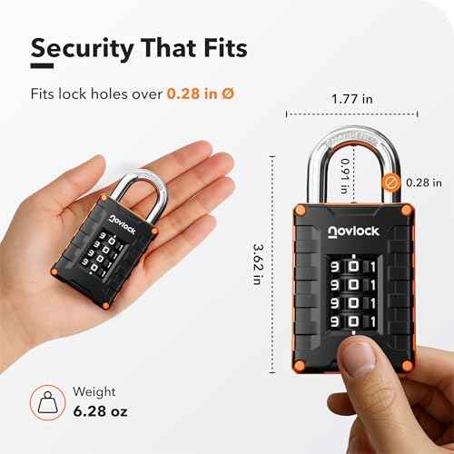 Locker Lock for Gym, School, Home & Work | 4-Digit Combination Padlock | 1-Pack, Black/Orange