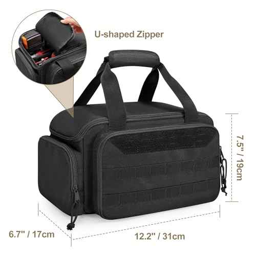 12-Inch Tool Bag with Anti-friction Bottom, Hand Tool Storage Organizer Bag for Men, Tactical Range Bag, Multi-purpose Work Tote for Repairman, Electrician, Carpenters, Handyman, Black