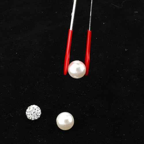 Rubber Tipped Tweezers, 4 Pcs PVC Coated Craft Tweezers Jewelry Tweezer Long Bent and Straight Flat Tip Precision Tweezer for Crafts Stamps Coin Beads Jewelry Industrial Electronic Lab (Red)