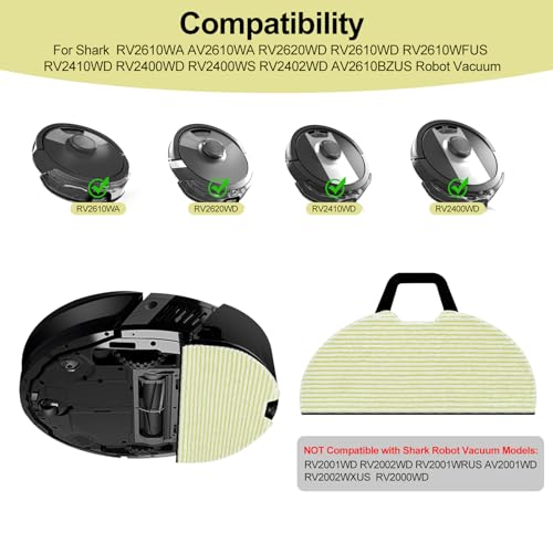 6 Pack Vacmop Replacement Pads for Shark RV2610WA AV2610WA AV2620WA AV2630WA RV2410WD Matrix Plus AI Ultra 2-in-1 Robot Vacuum Mop