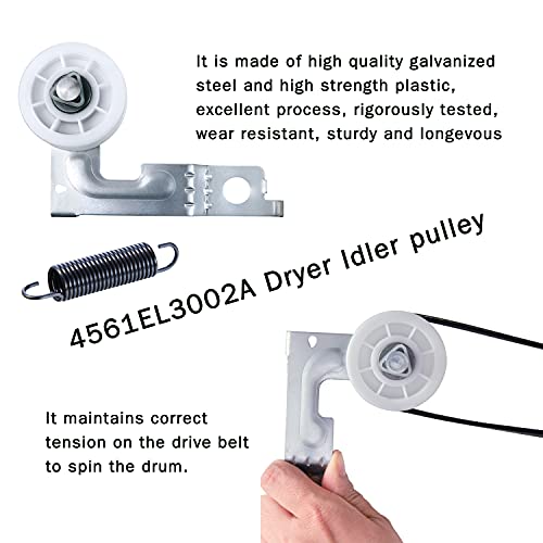 LG/Kenmore Dryer Repair Kit – Includes Drum Roller 4581EL2002C, Belt 4400EL2001A, Idler Pulley 4561EL3002A