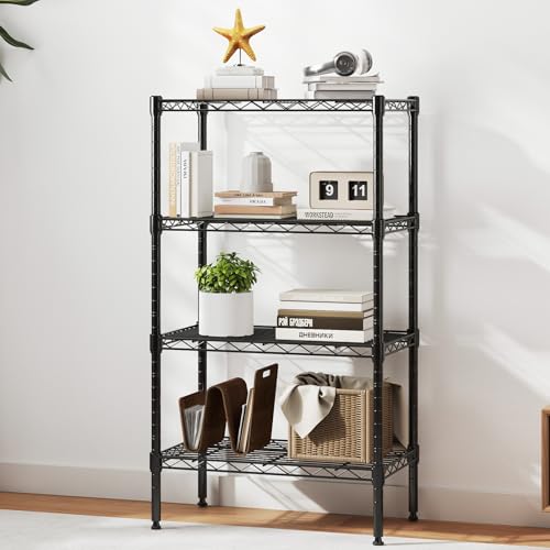 DUMOS 4-Tier Metal Storage Shelving Unit - Heavy Duty Adjustable Wire Rack, 23.3" Wide