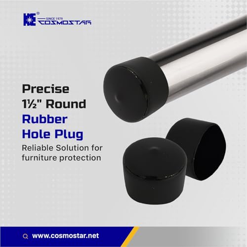 HE COSMOSTAR 1.5 Inch Rubber Hole Plugs - Black End Caps for Metal Pipes, 10-Pack, Fit 1.50-1.56 Inch