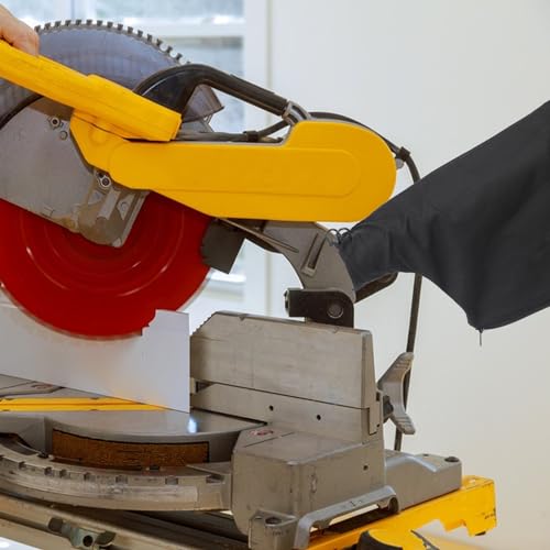 4Pcs Black Dust Collection Bag for Miter Saw Table Saw Miter Saw Dust Bag Black Dust Collection Bag 255 Model with Zipper and Wired Adjustable Stand Dust Bag or Miter Saw, Tank Belt Sander, Edge Plane