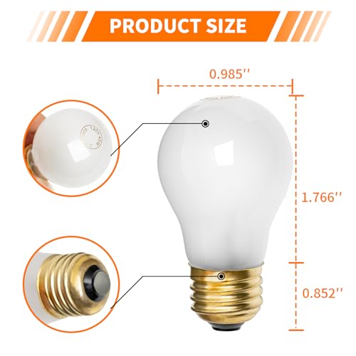 Belleone 8009 2 Pack 40W Refrigerator & Oven Light Bulbs, E26 120V, Yellow Warm Light