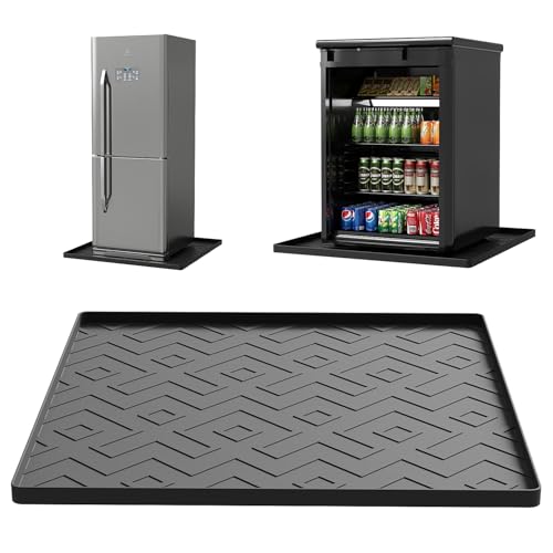 EWX Mini Fridge Silicone Mat 19.7x19.7x0.4in – Non-Slip, Drip Proof, Spill-Proof (Black)