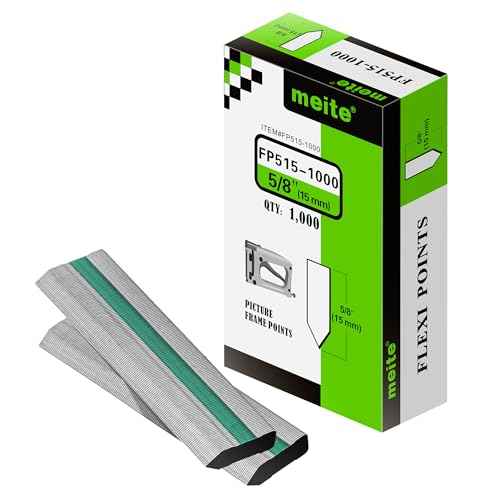 meite Flexible Points, 5/8" (15 mm) Picture Frame Point Nails Refill (1000PCS) for Point Driver, Ideal for Photo Frame Panels and Artwork Fixation