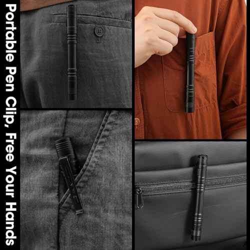 Pen Flashlight,2PCS Led Pen Light Flashlights with Clip,Mini Pocket Flashlight Small Penlight Inspection Flashlight