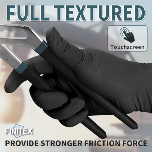 FINITEX Medium Black Nitrile Disposable Gloves 5mil Medical Exam 100PCS