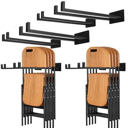 4 Pack Folding Chair Storage Rack,Folding Chair Rack,garage organizer ...