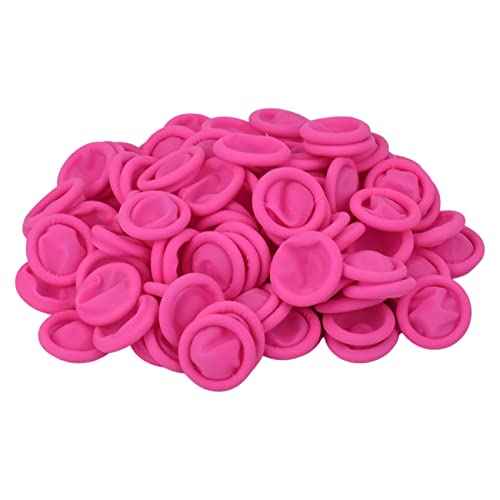 200 Pcs Finger Cots, Disposable Finger Protectors, Latex Anti-Static Finger Tip Rubber Protect Keeping Dressing Dry and Clean (Medium, Pink)