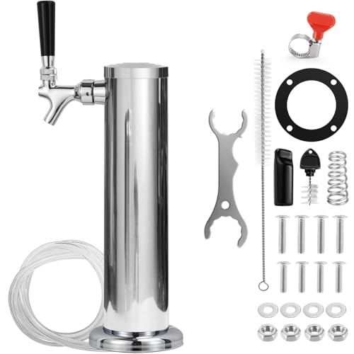 Hilangsan Single Tap Kegerator Tower - 3 in Stainless Steel, Pre-assembled