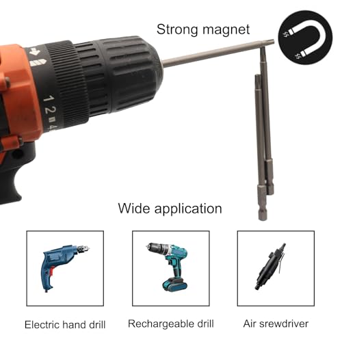 11Pcs Security Torx Bit Set Tamper Proof Torx Bits Magnetic Star Screwdriver Bits Set S2 Steel 1/4 Hex Shank Torque Security Bits T6-T40, 4 Inch Length for Deeper Work