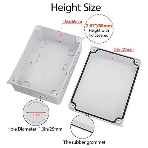 LeMotech Waterproof Electrical Junction Box 5.9x4.3x2.8 Inch IP65 ABS Project Enclosure