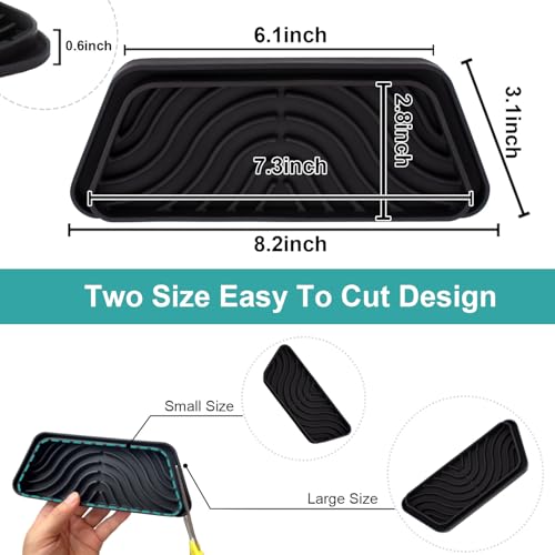 FARIRICAJON Silicone Refrigerator Drip Tray Catcher 2 Pack - Black/Gray Rectangular 8.2x3.1in, Notches Cuttable