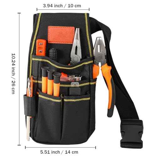 Tool Belt, Small Tool Pouch with Belt Clip, Electrician Tool Pouch, Tool Belts for Men, Utility Pouch with Adjustable Belt for Electrician,Carpenter,Construction,7 Pocket Organizer
