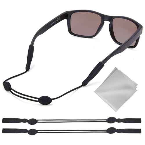 Eye Glasses Holder Strap - Adjustable Sunglasses Straps Cords for Men Women - Eyeglass Holders Around Neck - Eyewear String Lanyard Retainer -2PCS£¨14in Black