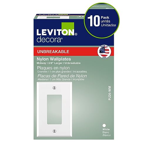 Leviton 1-Gang White Decora Midway Nylon Wallplate 10 Pack - PJ26-WM