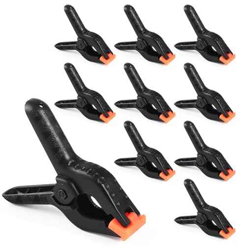 RELBRO Spring Clamps, 4.5 Inch Large Plastic Clips for Balloon Arch Backdrop Craft Decoration, Heavy Duty, Black, 10 Pcs